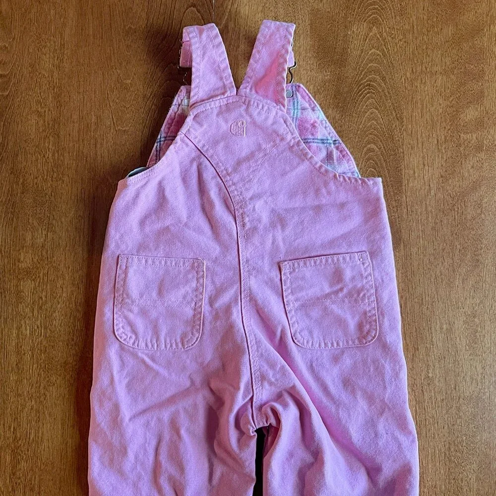 Carhartt pink flannel-lined overalls 24m